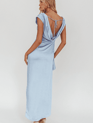 Grecian Cap Sleeve Cowl Back Dress Midnight