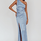 Taniesha One-Shoulder Gathered Maxi Dress Steel Blue - thumbnail 1