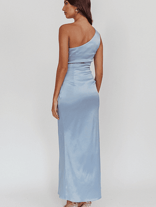 Taniesha One-Shoulder Gathered Maxi Dress Steel Blue