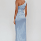 Taniesha One-Shoulder Gathered Maxi Dress Steel Blue - thumbnail 2
