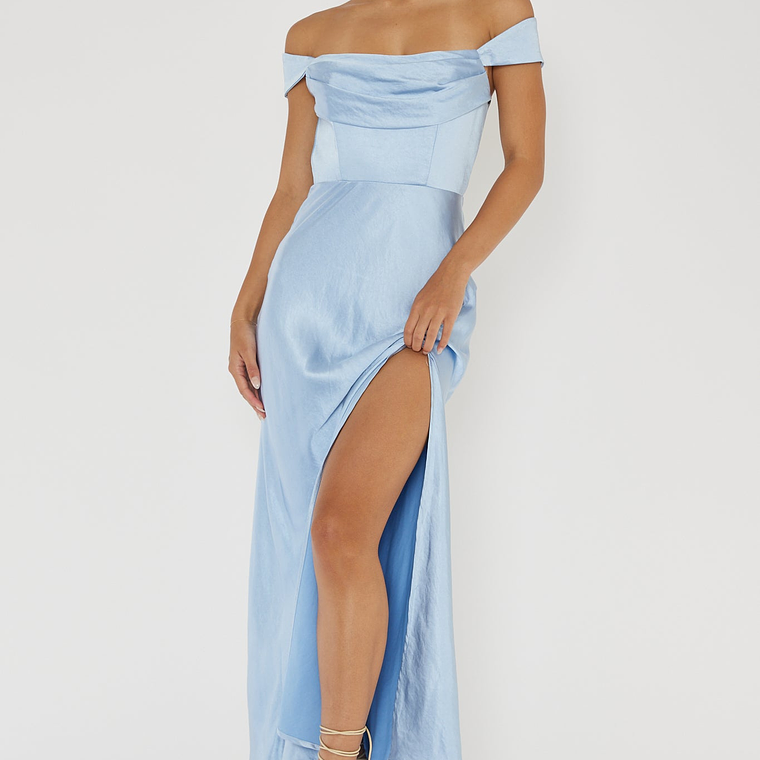Lucinda Off-Shoulder V-Back Dress Blue 3