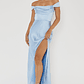 Lucinda Off-Shoulder V-Back Dress Blue - thumbnail 3