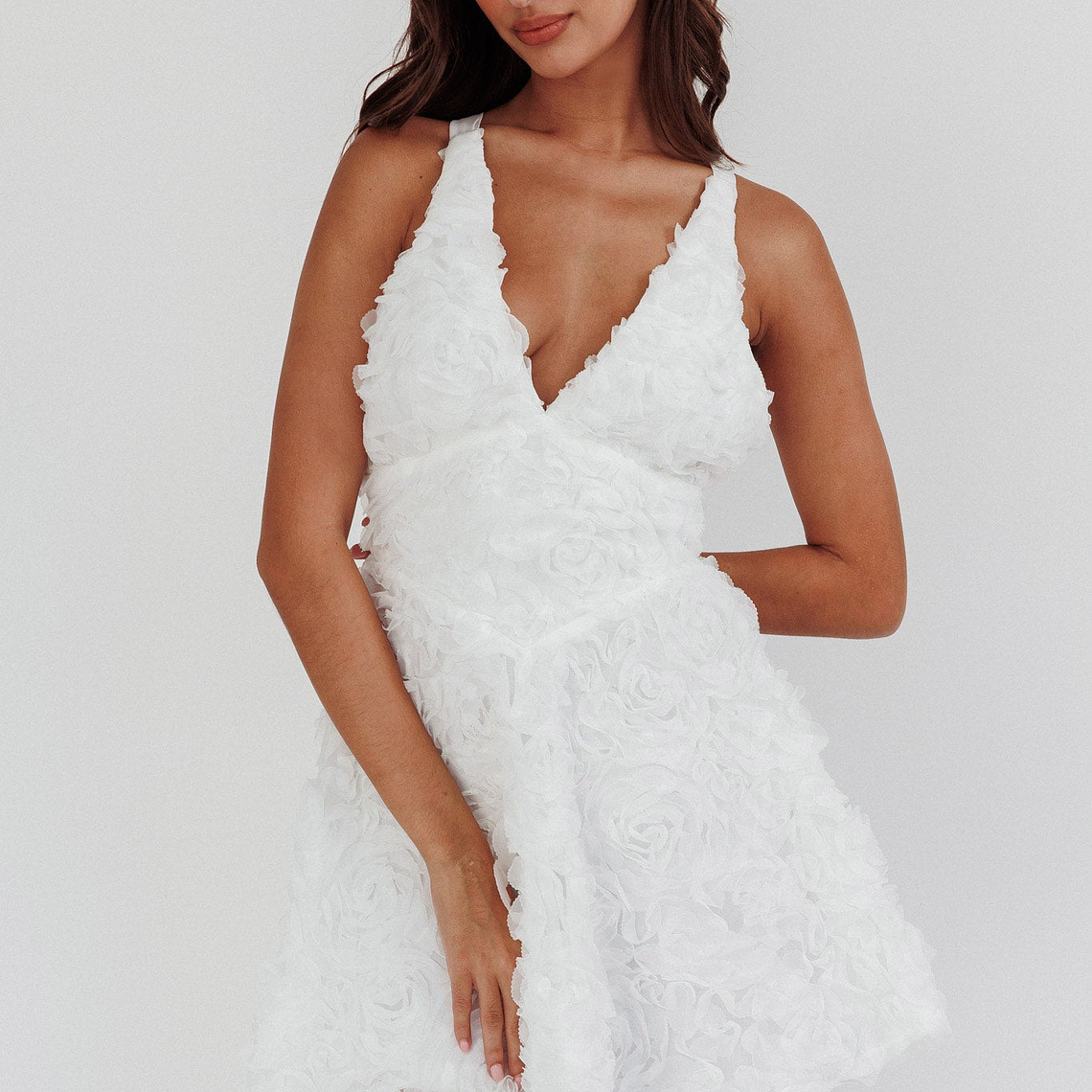 Lavalle Criss-Cross Embellished Mini Dress White 1