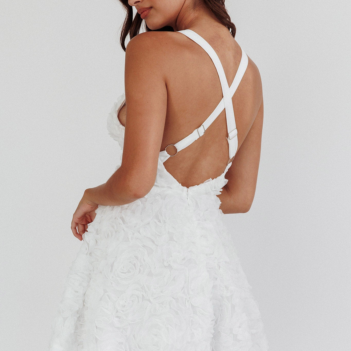 Lavalle Criss-Cross Embellished Mini Dress White 2