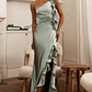 Jayda One Shoulder Ruffle Trim Maxi Dress Sage - thumbnail 4