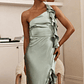 Jayda One Shoulder Ruffle Trim Maxi Dress Sage - thumbnail 5
