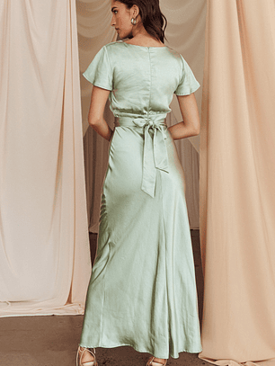 Irena Twist Bust Short Sleeve Dress Sage