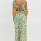 Second Chances Ruffle Trim Maxi Dress Flowers Green - thumbnail 2