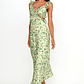 Second Chances Ruffle Trim Maxi Dress Flowers Green - thumbnail 3