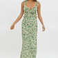 Second Chances Ruffle Trim Maxi Dress Flowers Green - thumbnail 4