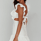 Porcia Tied Back Frill Dress White - thumbnail 1