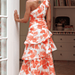 Kenny One Shoulder Tiered Maxi Dress Orange - thumbnail 2