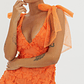 Mykonos Morning Tied Shoulder Embellished Mini Dress Orange - thumbnail 1