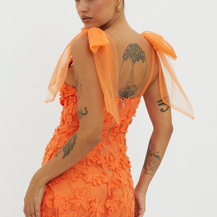 Mykonos Morning Tied Shoulder Embellished Mini Dress Orange 3