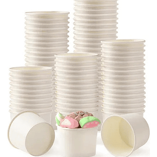 Pote Polipapel Blanco Vasos Para Helado 4 Oz / 120 Cc