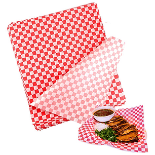 Papel Antigrasa Blanco Y Rojo Cuadriculado 28cm x 38cm