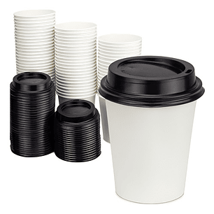 Vaso Polipapel Blanco 8 Oz (240 Cc) + Tapa + Revolvedores