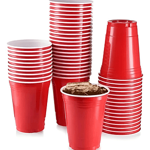 Vaso Plastico Rojo Americano 16 Oz (500 Cc)