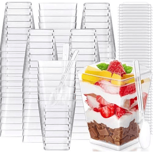 Vaso Pocillo Shot Acrilico Con Tapa 150 Ml / 5 Oz Postre Reposteria