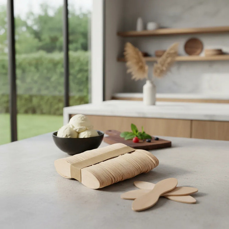 Cucharitas Paleta De Madera Para Helado Postre 7 Cm 1