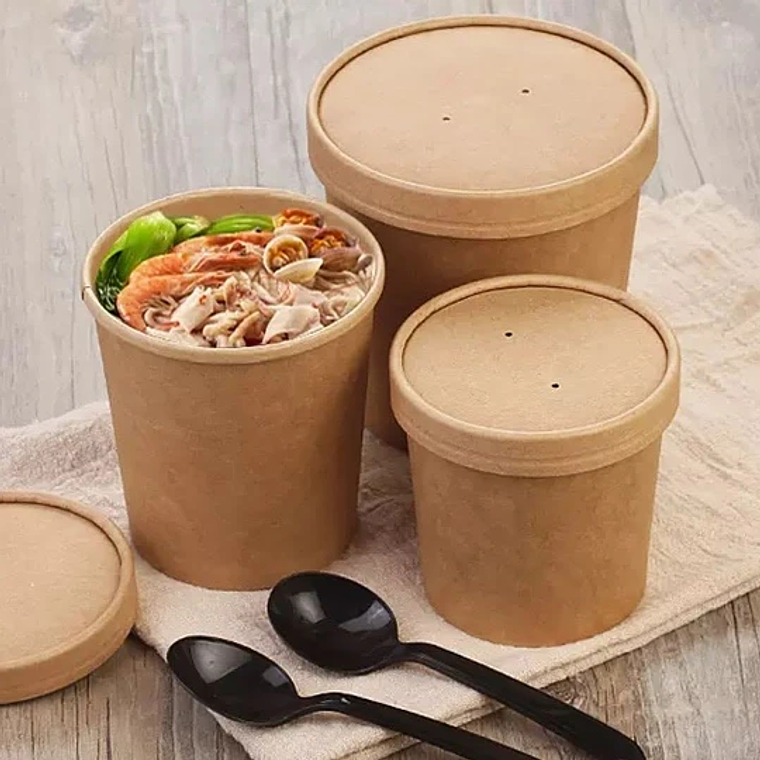 Pote Kraft 8 Oz C/tapa Carton Para Helado O Sopa 1