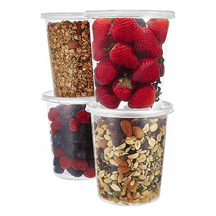 Pote Vaso Plastico 1000 Cc 32 Oz 1 Litro Con Tapa