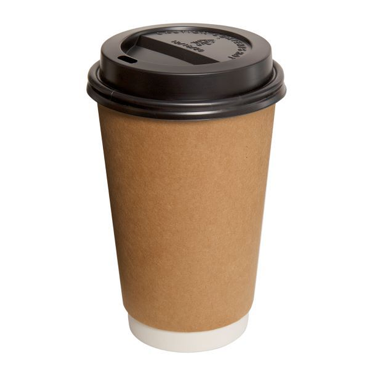 Vaso Una Capa Kraft 16 Oz (500 Cc) + Tapas + Revolvedores 4