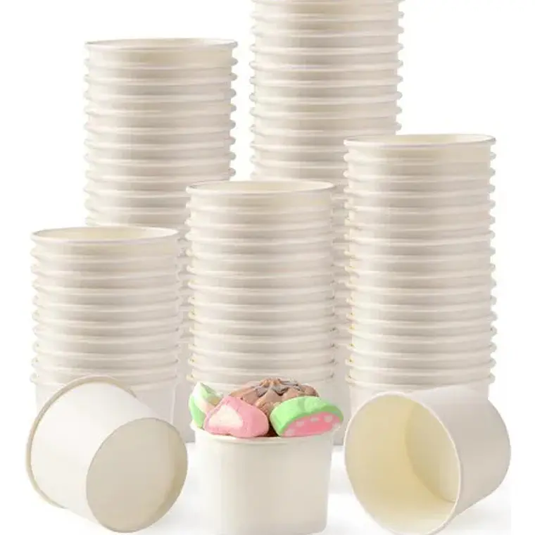 Pote Polipapel Blanco Vasos Para Helado 6 Oz / 180 Cc Con Tapa Plana 3