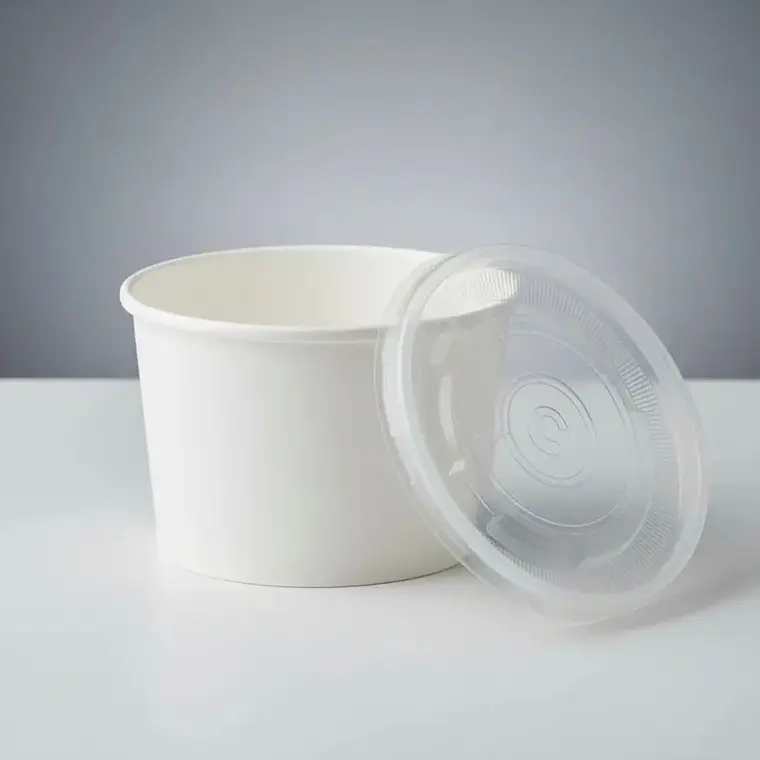 Pote Polipapel Blanco Vasos Para Helado 6 Oz / 180 Cc Con Tapa Plana 2