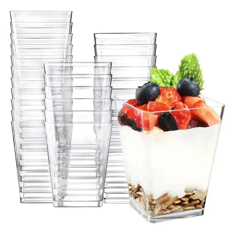 Pote Acrilico Reposteria C/ Tapa 220Ml Cuadrado Banqueteria / Postres 2