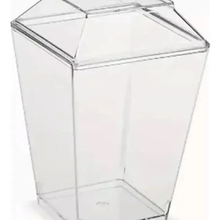 Pote Acrilico Reposteria C/ Tapa 220Ml Cuadrado Banqueteria / Postres 3