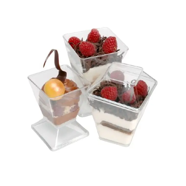 Pote Acrilico Reposteria C/ Tapa 220Ml Cuadrado Banqueteria / Postres 4