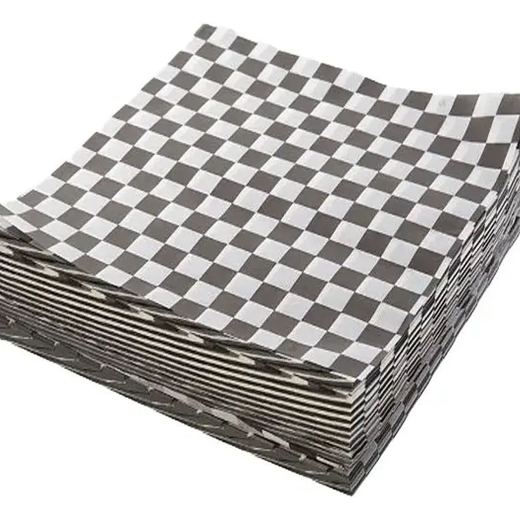 Papel Antigrasa Cuadrado de 20x20cm Blanco Negro 1000 Unid 1