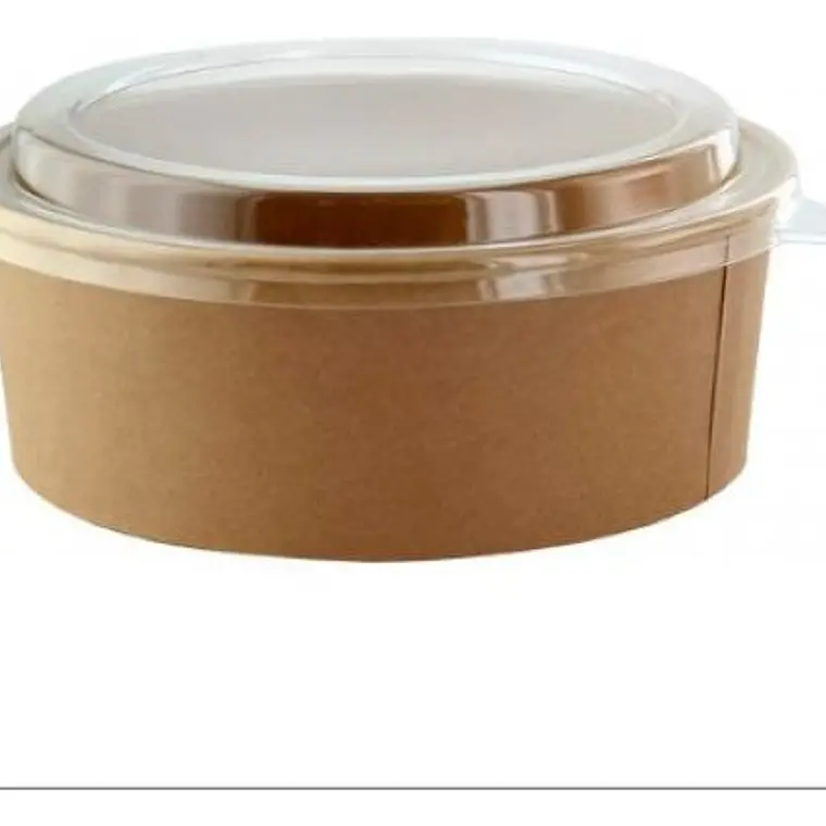 Envase Bowl Kraft PLA Biodegradable 1300 Cc / 44 Oz Con Tapas 7
