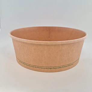 Envase Bowl Kraft PLA Biodegradable 1300 Cc / 44 Oz Con Tapas