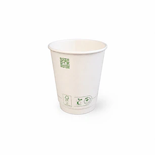 Vaso Doble Pared Blanco PLA Biodegradable 8 Oz - 240 ml x 500 Unid