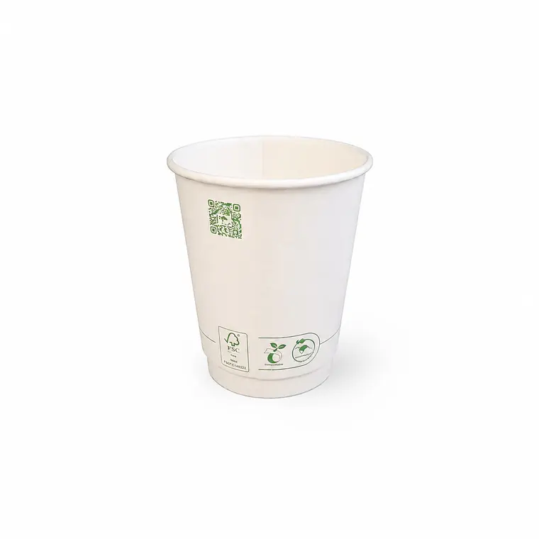 Vaso Doble Pared Blanco PLA Biodegradable 8 Oz - 240 ml x 500 Unid 1