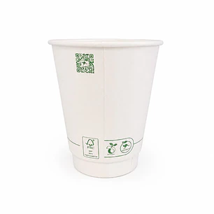 Vaso Doble Pared Blanco PLA Biodegradable 12 Oz - 350 ml X 500 Unid