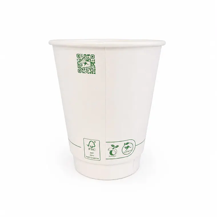 Vaso Doble Pared Blanco PLA Biodegradable 12 Oz - 350 ml X 500 Unid 1