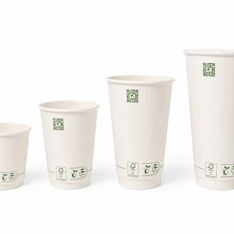 Vaso Doble Pared Blanco PLA Biodegradable 12 Oz - 350 ml X 500 Unid 2