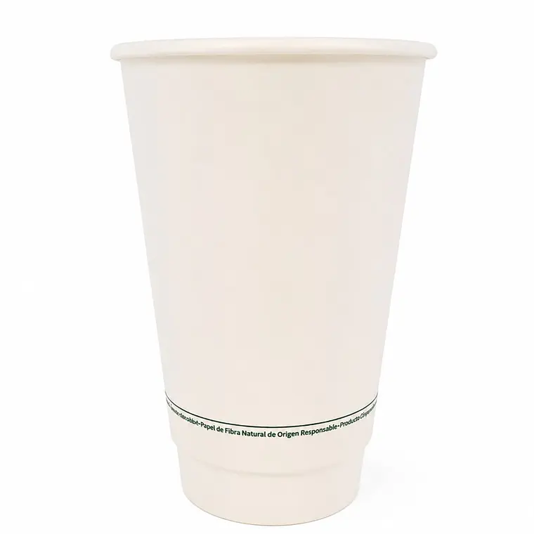 Vaso Doble Pared Blanco PLA Biodegradable 16 Oz - 500 ml x 500 Unid 1
