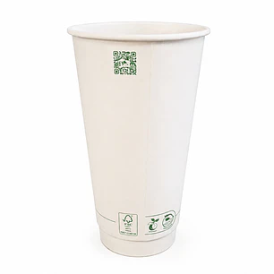 Vaso Doble Pared Blanco PLA Biodegradable 20 Oz - 590 ml x 500 Unid