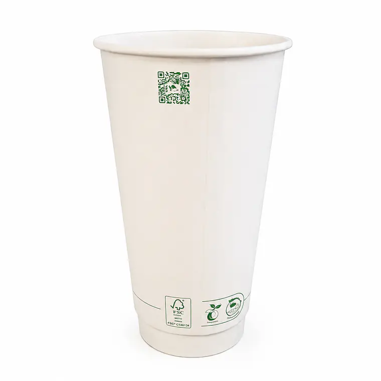 Vaso Doble Pared Blanco PLA Biodegradable 20 Oz - 590 ml x 500 Unid 1