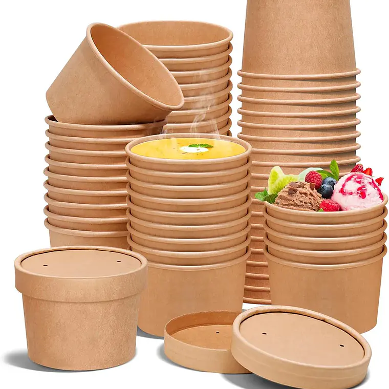 Pote Kraft Pla Compostable 8 Oz Con Tapas  1