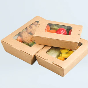Caja Kraft Con Ventana Pvc Multiuso 900 Ml