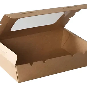 Caja Kraft Con Ventana Pvc Multiuso 1600 Ml