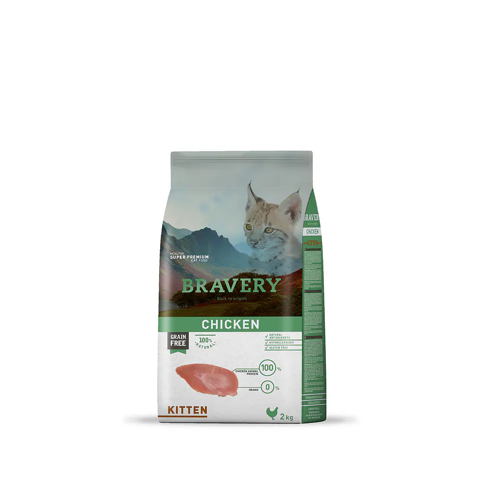 Bravery Chicken Kitten - Libre de Granos alimento para gatitos 1