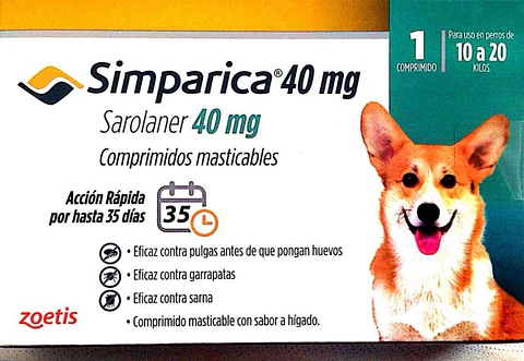 Simparica - Contra Pulgas - Garrapatas - Sarna