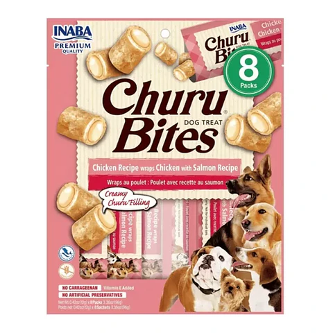 INABA CHURU BITES DOG 8 PACKS POLLO CON SALMON 