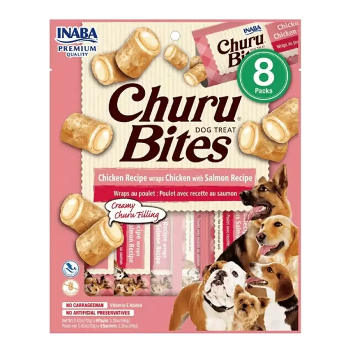 INABA CHURU BITES DOG 8 PACKS POLLO CON SALMON  1